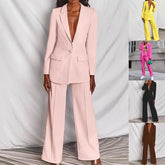 Hot Selling Professional Suit Set Solid Color Healthy Fabric 2024 Spring and Autumn New Women's Fit Suit Two-piece Set