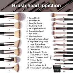3-20PCS Makeup Brushes Set Eye Shadow Foundation Blush Highlighter Concealer Brush Female Beauty Tool Beauty Sponges Thumb Puffs