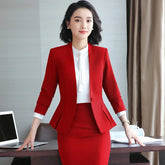 Elegant Red Western-style Suit Jacket For Women Fashionable Professional Attire For Hosting Events Job Interviews
