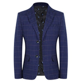 2024 New Spring and Autumn Coat Middle-aged Slim Fashion Handsome All Matching Plaid Suit Men Casual Polyester Blazer Mujer
