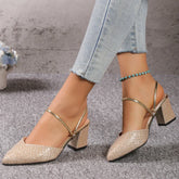 Low Heels Sandals Woman Summer Fashion High Heels Shallow Women Designer Sandals Luxury Shoes for Women Wedding Party Shoes