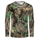 Men's 3D Camo Hunting Long Sleeve T-Shirt – Breathable Quick-Dry Tee