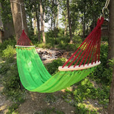 Outdoor Hammock with Ice Silk Mesh, Swing Bent Pole Anti-Tip Camping Travel Accessories