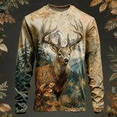 Men's Camo Deer Print Long Sleeve Shirt – Hunting & Outdoor Graphic Tee