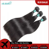 ALI GRACE Indian Straight Hair 3 Pcs Human Hair Bundles Remy Hair Extention 10-28 Inches Natural Color Straight Hair 3 Bundles