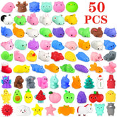 50PCS Mini Mochi Squishies Kawaii Cartoon Squishy Toys for Kids Stress Ball Squeeze Party Favors Stress Relief Toys for Birthday