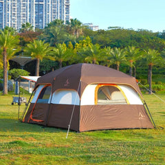 Spacious 6-14 Person Family Cabin Tent with 3 Doors & 3 Mesh Windows for Waterproof Outdoor Adventures