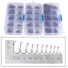 Fishing Hooks Set High Carbon Steel Barbed Fishhooks for Saltwater Freshwater