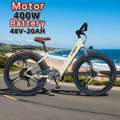 400W brushless motor city riding electric bicycle 48V20AH lithium battery electric moped adult bicycle 26-inch leisure E-Bike