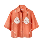 'Sand Dollar Stimulus' ~ Relaxed Crop Cut (Orange)