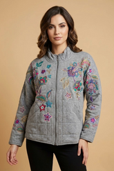 Johnny Was JWLA Grey Ethal Dolman Quilted Jacket J42624-E *