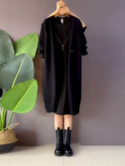 women's autumn and winter plus size long loose knitted cardigan coat