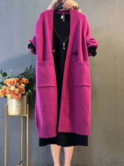 women's autumn and winter plus size long loose knitted cardigan coat
