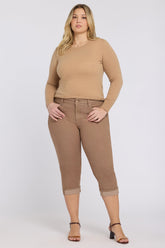 Marilyn Straight Crop Jeans In Plus Size - Toasted Coconut