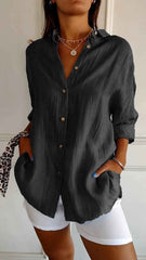 Women's Loose-Fit Lapel Shirt – Casual Button-Front Top