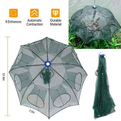 Foldable Fishing Bait Trap with 8 Entrances – Crab, Shrimp, Minnow & Crawfish