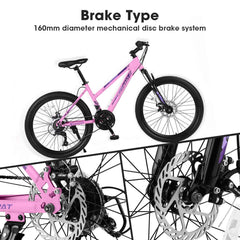 24" Girls & Women's Mountain Bike | Shimano 21-Speed, Dual Disc Brakes & 100mm Suspension