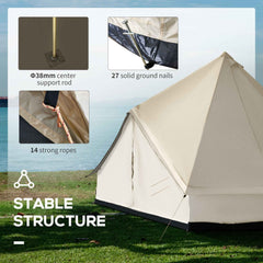 10-Person Mongolian Yurt Camping Tent – Waterproof 210D Polyester with 4 Mesh Vents | Beige
