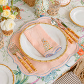 Eloise Coral & Blue Linen Placemats & Parrot Napkins (Set of 4)