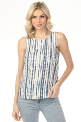 Charlie B Printed Sleeveless Top with Rounded Hem C4588-787A