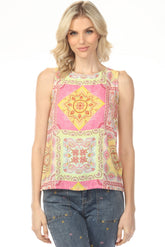 Charlie B Carousel Printed Sleeveless Top with Keyhole Back C4512RP-808B
