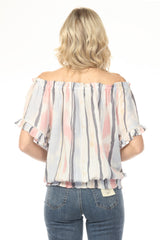 Charlie B Nautical Stripes Off-Shoulder Peasant Blouse C4554P-808B