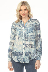 Charlie B Scarf Printed Button-Up Blouse C4308T-782A