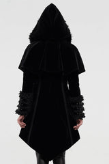Black Long Sleeves Metal Buckle Hooded Womens Gothic Cloak Coat
