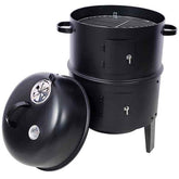 3-in-1 Vertical Charcoal Smoker | Portable Grill & Fire Pit for Camping & Backyard