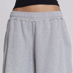 Women's Retro Raw-Edge Hem Cropped Casual Pants – Gray