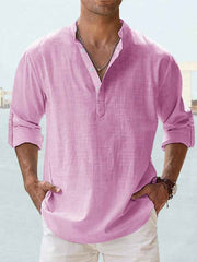Men's Long-Sleeve Pullover Shirt – Breathable Cotton Casual Top