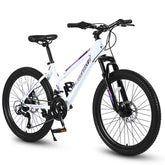 24" Girls & Women's Mountain Bike | Shimano 21-Speed, Dual Disc Brakes & 100mm Suspension