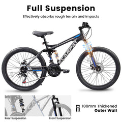 27.5" Full-Suspension Mountain Bike | 21-Speed, Mechanical Disc Brakes & Dual Shock Absorbers