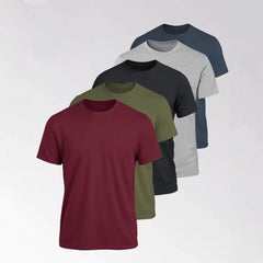 Men's Letter Print Crew Neck Short-Sleeve T-Shirt 5-Pack