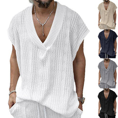 Men's V-Neck Jacquard Sleeveless Tank Top