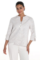 Frank Lyman Beige/Silver Textured Abstract Swing Jacket 258125