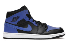 1 Mid Black Royal Tumbled Leather