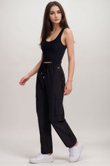 Johnny Was Bee Active Black Cargo Straight Leg Track Pant A7424-O