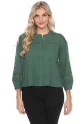 Johnny Was Calme Button Down Blouse with Sleeve Darts O21056