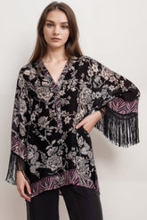 Johnny Was Black Edina Fringe Blouse C19624-6