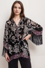 Johnny Was Black Edina Fringe Blouse C19624-6