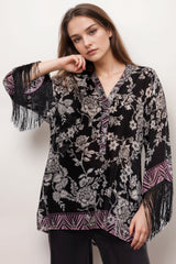 Johnny Was Black Edina Fringe Blouse C19624-6