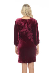 Johnny Was JWLA Azure Velvet Embroidered Relaxed Dress Chic J35922 NEW*