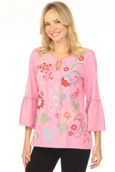 Johnny Was JWLA Freyde Ruffle Sleeve T-Shirt J10525-1 *