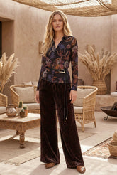 Johnny Was JWLA Brown Wide Leg Velvet Pant J65025-8