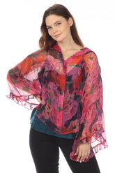 Johnny Was Jade Lars Silk Floral Button-Down Shirt L12322-O