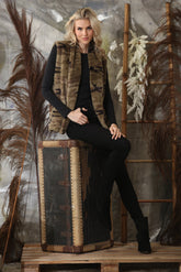 Johnny Was Workshop Camouflage Faux Fur Vest W41425-E