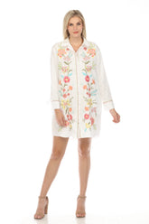 Johnny Was Workshop Camellia Ruched Sleeve Tunic Dress W29124 *