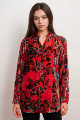 Johnny Was Red Yoella Burnout Tunic Top C23324AO