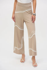 Joseph Ribkoff Dune/Ecru Wavy Stripes High Waist Wide Leg Pants 252931